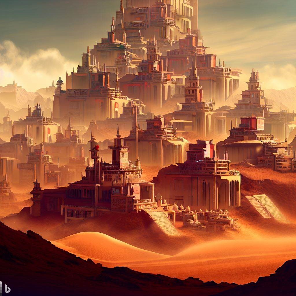 AI art of a desert city