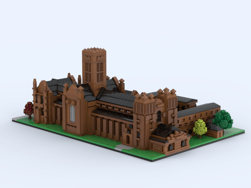 Lego model of Durham Cathedral (side view)