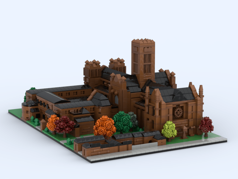 Lego model of Durham Cathedral (side view)