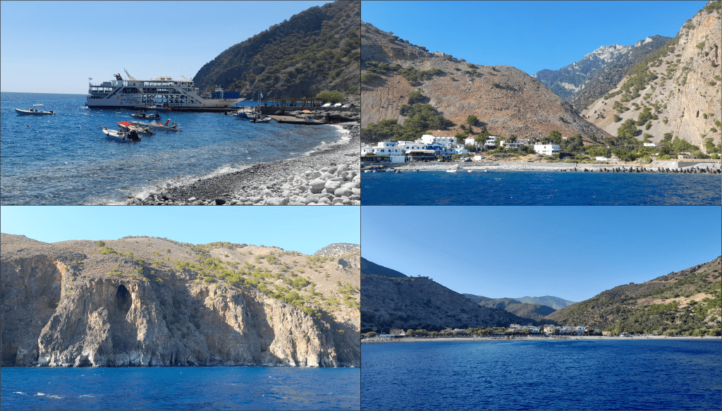 Photos of the coast at the end of the Samaria Gorge