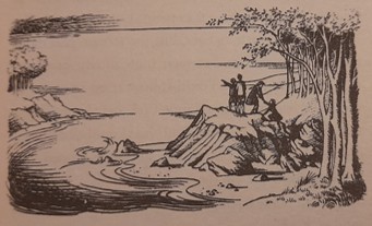 Illustration by Pauline Baynes from Prince Caspian by C. S. Lewis: the children realise they are on an island