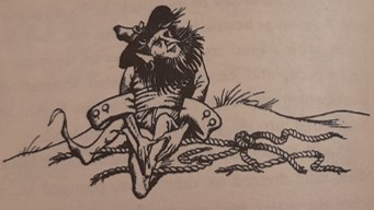 Illustration by Pauline Baynes from Prince Caspian by C. S. Lewis: Trumpkin the dwarf