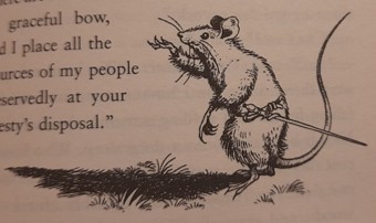 Illustration by Pauline Baynes from Prince Caspian by C. S. Lewis: Reepicheep the mouse