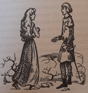 Illustration by Pauline Baynes from The Voyage of the Dawn Treader by C. S. Lewis: Ramandu's daughter