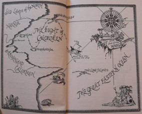 Illustration by Pauline Baynes from The Voyage of the Dawn Treader by C. S. Lewis: Map of the Great Eastern Ocean
