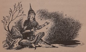 Illustration by Pauline Baynes from The Horse and His Boy (1954) by C. S. Lewis: Aravis tells her story.