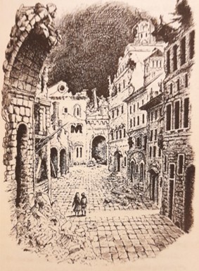Illustration by Pauline Baynes from The Magician's Nephew (1955) by C. S. Lewis: The ruins of Charn.