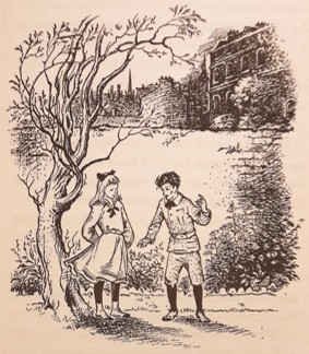 Illustration by Pauline Baynes from The Magician's Nephew (1955) by C. S. Lewis: Polly and Digory.