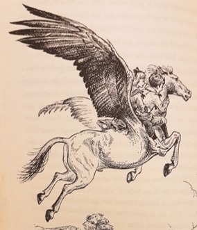 Illustration by Pauline Baynes from The Magician's Nephew (1955) by C. S. Lewis: Strawberry the winged horse.