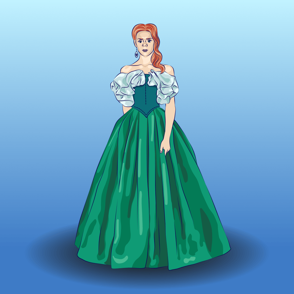 Cartoon drawing of Lady Ada Armstrong, from the Highmoor fantasy series by C. W. Clayton