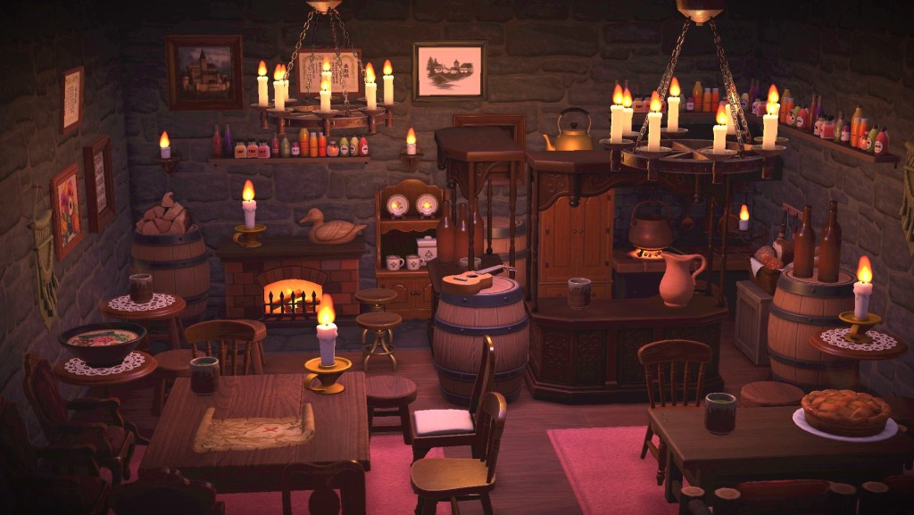 Fantasy tavern constructed in Animal Crossing: New Horizons